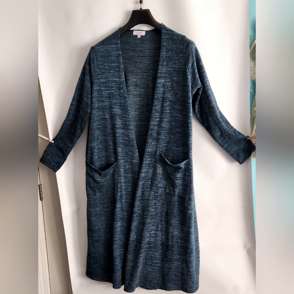 Heathered Teal LulaRoe Sarah Cardigan Size M (10-12)